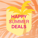 Banner mit Aufschrift Happy Summer Deals
